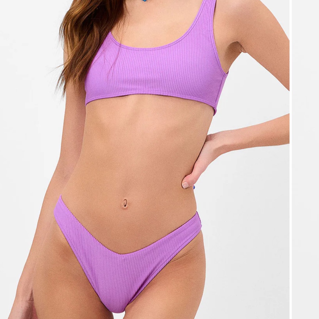 Frankie's Bikinis Flamingo Pink Connor Ribbed Bikini Bra Swim Top Nwt Small